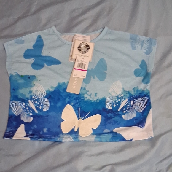 Jellyfish Kids Other - Blue and White Short Sleeve Tees with Butterfly Patterns. 4